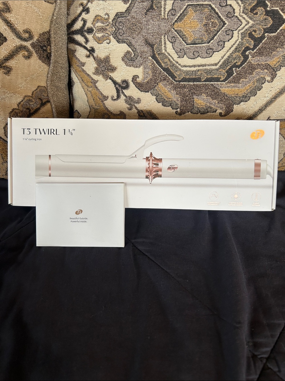 T3 White Curling Iron with Rose Gold Accents